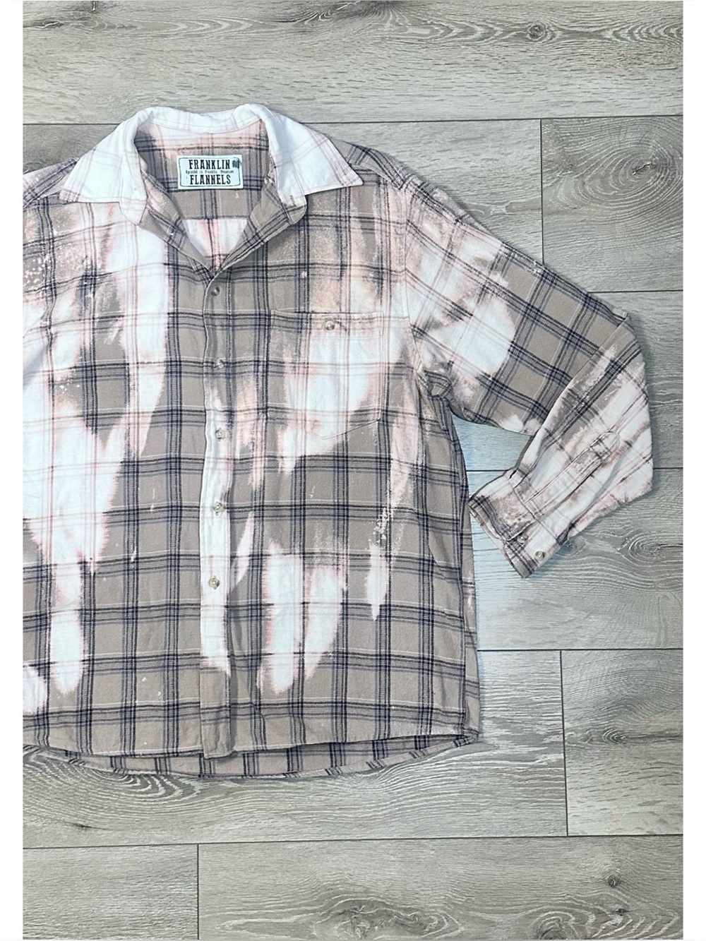 Franklin Flannels Custom Upcycled Bleached Button Down Distressed Flannel
